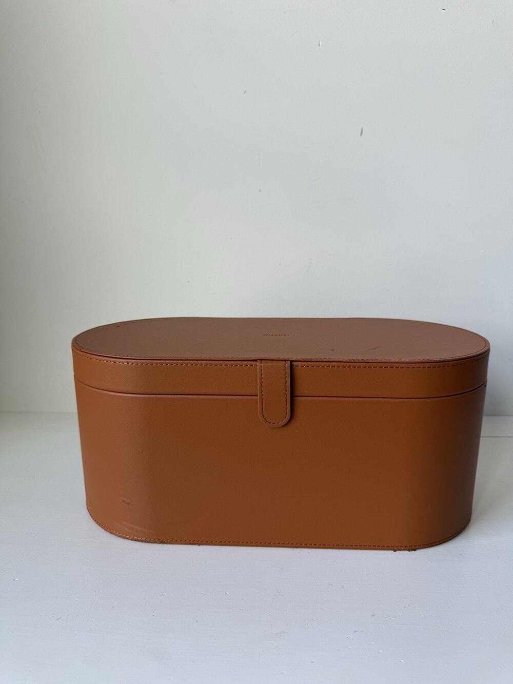 Dyson Airwrap Styler Leather Large Storage Hard Box Brown Traveling Case Only